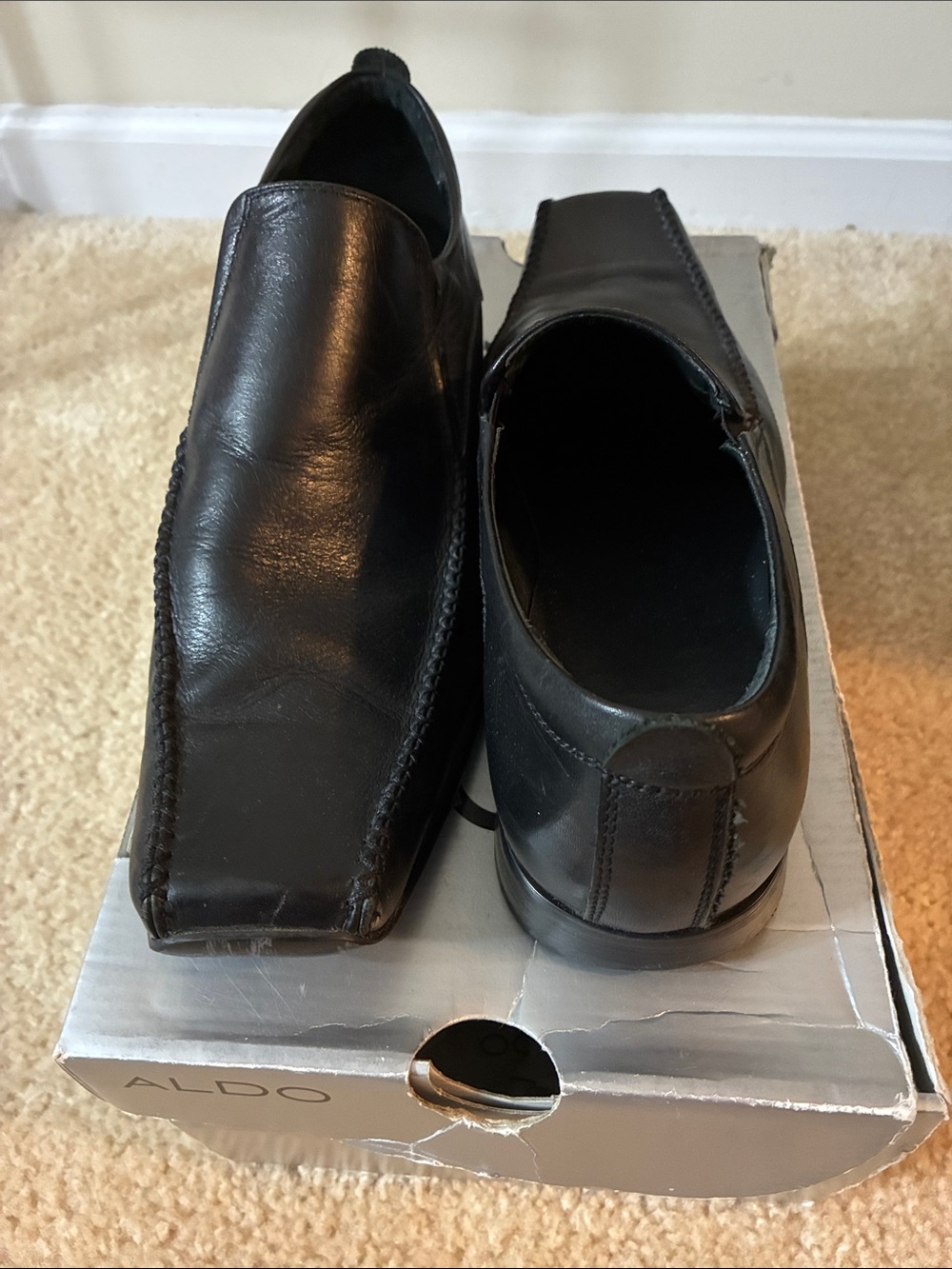 Aldo Black Leather Slip-On Loafers